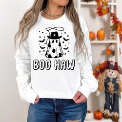 boo haw svg png, cowboy ghost svg, halloween svg, funny halloween shirt svg, spooky vibes svg, cowboy hat svg, halloween