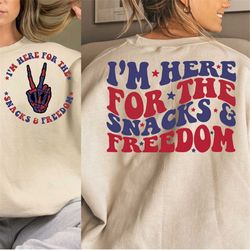 i'm here for the snacks and freedom svg, 4th of july svg, independence day png, patriotic svg, retro america svg, freedo