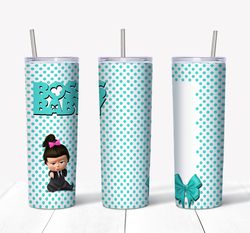 boss baby girl turquoise tumbler design, 20 oz skinny tumbler design, sublimation image, tumbler wrap, boss baby png