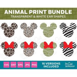 animal print safari mouse ears bundle vacation | svg clipart digital download sublimation cut file png dxf eps jpg