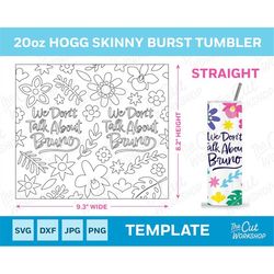 we don't talk about bruno encanto burst tumbler template, seamless design | 20oz straight skinny tumbler | svg png dxf j