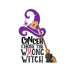 cancer chose the wrong witch svg halloween witch vector svg, halloween cancer gift for halloween day svg, silhouette sub