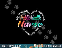public health nurse heart word cloud watercolor rainbow png, sublimation copy