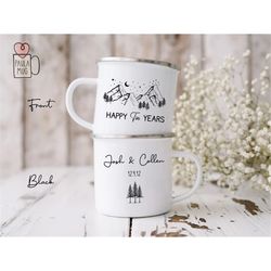 happy tin years camp mug, tin year anniversary mug, custom 10 year husband wife gift, custom 10th wedding celebration ca