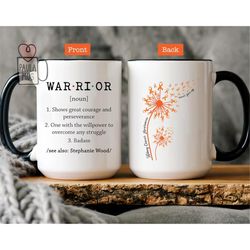 custom kidney cancer support team mug, dandelion kidney cancer mug, kidney cancer awareness month, cancer survivor mug,