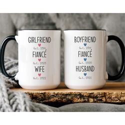 custom couple mug, boyfriend to fiance to husband mug, wedding gift for groom, anniversary gift, valentine days