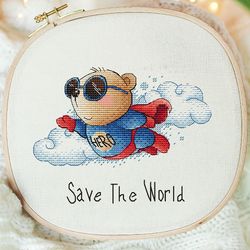 bear cross stitch pattern pdf instant download, superhero cross stitch, animal counted cross stitch, teddy bear