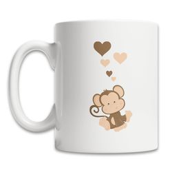 baby monkey coffee mug - love monkeys mug - baby monkey mug - cute monkey gift - cute monkey mug - i love monkeys - sill