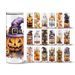 halloween 20oz tumbler wraps bundle, watercolor straight sublimation bundle of tumbler wraps designs png