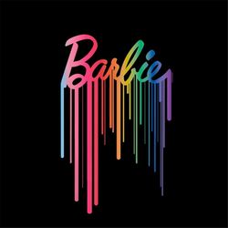 barbi - logo rainbow drip png file instant download
