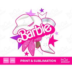 barbi western country cowboy hat bandana boot stars pink babe doll girly retro 80s | png jpg clipart digital download su