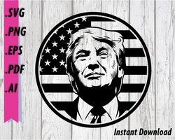 president trump svg - with flag background - maga political clipart for cutting machines - commercial use included /