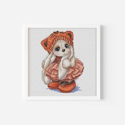 rabbit cross stitch pattern pdf instant download, bunny embroidery pattern, kitty cross stitch, animal cross stitch