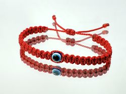 evil eye bracelet, red string wristband adjustable, braided string bracelet for man and woman