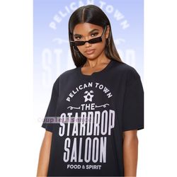 stardew valley - pelican town stardrop saloon food spirit, retro vintage pixel 8-bit game t-shirt, farming harvst moon r