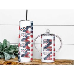 rustic flag mama and mini tumblers sublimation designs, usa american mama, 4th july patriotic mother daughter tumbler wr