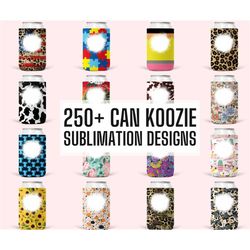 250 can cooler sublimation designs bundle, beer cozies, can cosies, stubby holders, can cooler template, commercial use