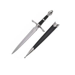 h-5921 medieval dagger with black scabbard, 14".