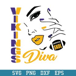 Diva Minnesota Vikings  Svg, Minnesota Vikings  Svg, NFL Svg, Png Dxf Eps Digital File