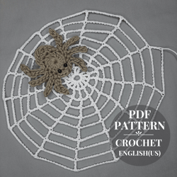 halloween spider and spider web crochet pattern, detailed step-by-step pattern pdf for beginners.