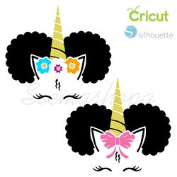 unicorn afro svg printable and compatible with cricut and silhoutte