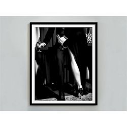 couple drinking wine in bar print, black and white, alcohol wall art, bar cart print, fashion photo, cocktail poster, ro