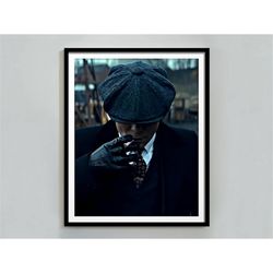 peaky blinders smoking poster, thomas shelby, vintage print, hollywood wall art, tv show poster, printable wall art, pea