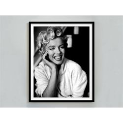 marilyn monroe vintage poster, black and white, fashion print, old hollywood decor, printable wall art, digital download