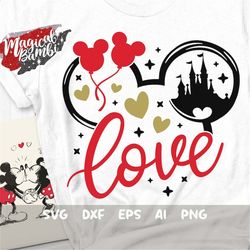 love mouse svg, valentine's day svg, heart castle svg, valentine shirt svg, love mouse print, valentine mouse svg, dxf,