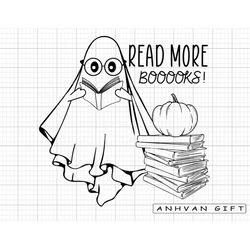 read more books svg, ghost books, booooks svg, halloween teacher svg, halloween reading svg, funny halloween svg, hallow
