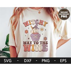 witchy way to the wine svg, ghost svg, halloween svg, retro svg, witch hat svg, funny halloween png, svg file for cricut