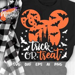 trick or treat svg, halloween castle svg, halloween svg, vacation svg, trip svg, mouse ears svg, halloween mouse svg, dx