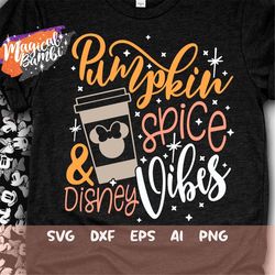 pumpkin spice vibes svg, fall svg, autumn leaves svg, fall mouse svg, fall svg, pumpkin mouse svg, trip svg, mouse ears