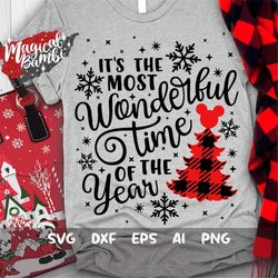 most wonderful time svg, mouse tree svg, christmas tree svg, christmas trip svg, plaid mouse svg, plaid tree svg, mouse