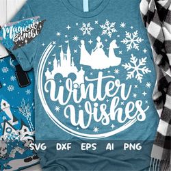 winter wishes svg, let it snow svg, christmas svg, christmas trip, magic castle svg, snowflake svg, princess svg, mouse