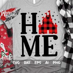 home svg, christmas svg, christmas trip svg, plaid castle svg, magic castle svg, snowflake svg, mouse ears svg, dxf, png