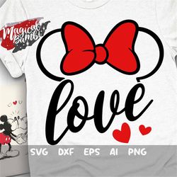 love svg, love mouse svg, valentines day svg, bow mouse svg, valentine gift svg, love castle svg, mouse ears svg, dxf, p