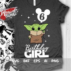 yoda sixth birthday svg, 6th birthday yoda svg, birthday girl svg, love you i do svg, baby yoda svg, cut files, svg, dxf