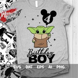 yoda fourth birthday svg, 4th birthday yoda svg, birthday boy svg, love you i do svg, baby yoda svg, cut files, svg, dxf