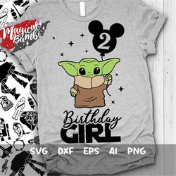 yoda second birthday svg, 2nd birthday yoda svg, birthday girl svg, love you i do svg, baby yoda svg, cut files, svg, dx