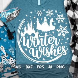 Winter Wishes SVG, Let it Snow SVG, Christmas Svg, Christmas Trip, Magic Castle Svg, Snowflake Svg, Princess Svg, Mouse