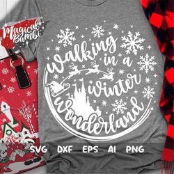 walking in a winter wonderland svg, christmas castle svg, christmas svg, family trip, christmas vacation, mouse ears svg