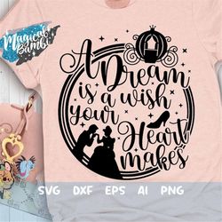 a dream is a wish your heart makes svg, glass slipper svg, slipper princess svg, magical castle svg, mouse ears svg, dxf