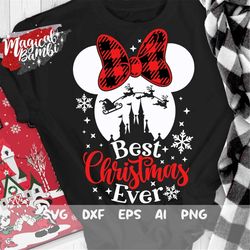 best christmas ever svg, plaid bow mouse svg, christmas mouse, buffallo plaid svg, christmas trip, santa reindeers, mous