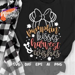 pumpkin kisses harvest wishes svg, mouse pumpkin svg, mouse ears svg, thankful grateful svg, fall svg, thanksgiving svg,