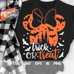 trick or treat svg, halloween castle svg, halloween svg, vacation svg, trip svg, mouse ears svg, halloween mouse svg, dx