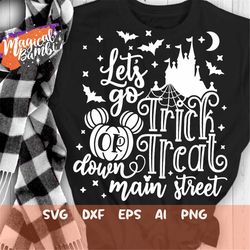 trick or treat svg, main street svg, pumpkin mouse svg, halloween castle svg, halloween trip svg, cut files svg, dxf, pn