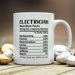 electrician mug, electrician gift, electrician nutritional facts mug,  best electrician gift, electrician graduation, fu