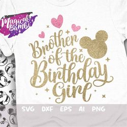 brother of the birthday girl svg, family tshirt svg, mouse birthday svg, birthday trip svg, mouse ears svg, magical birt