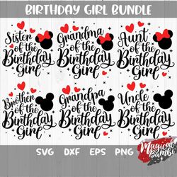 birthday girl svg bundle, 11 matching shirts svg, magic mouse svg, magical castle svg, family trip svg, mouse ears svg,